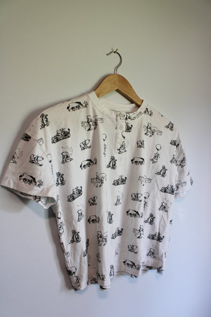 Boxy crop Winnie the Pooh henley tee - XS