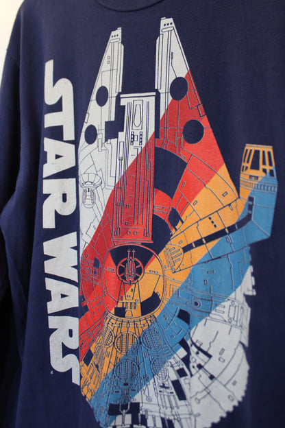 Retro inspired Millennium Falcon long sleeve tee - size L