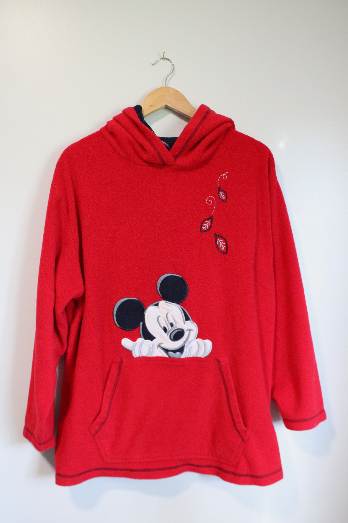 Vintage Mickey with falling leaves fleece hoodie - Size 1X