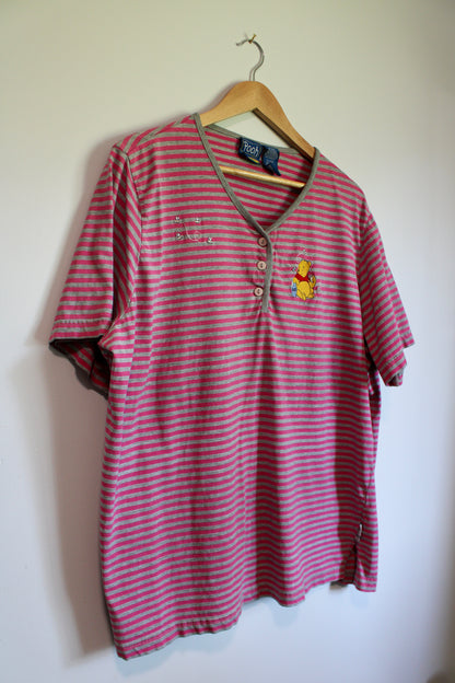 Vintage striped embroidered Winnie the Pooh henley tee - 22/24W