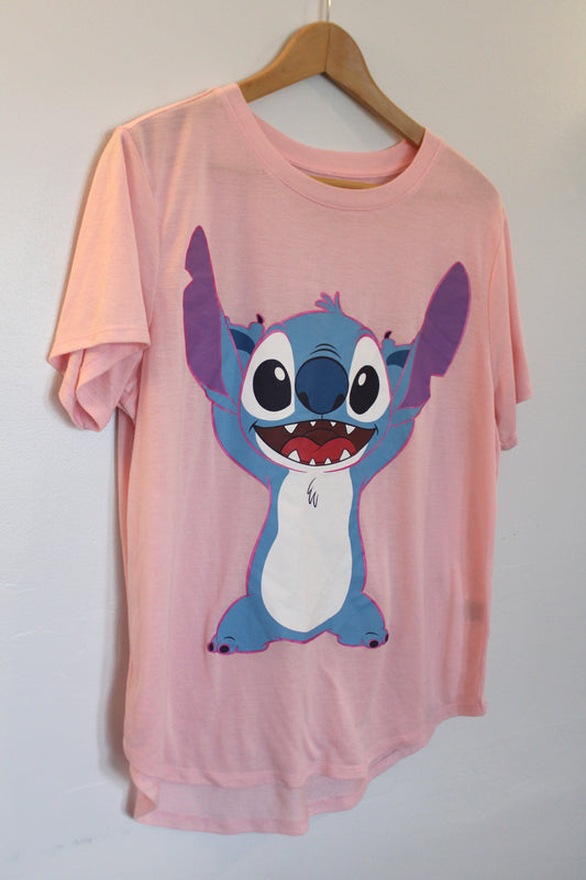 Pink big Stitch print tee - size XXL