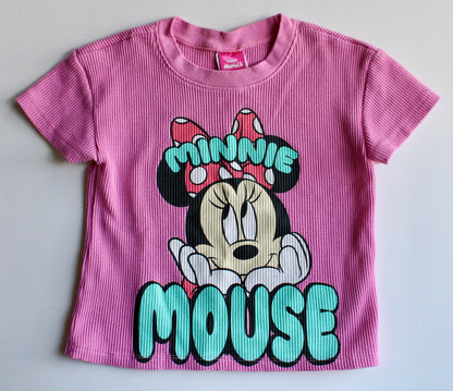 Adorable pink waffle knit Minnie tee - 4T