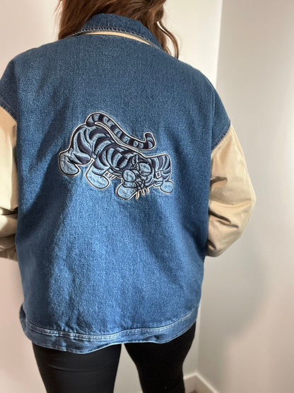 Vintage Tigger denim varsity jacket - XL